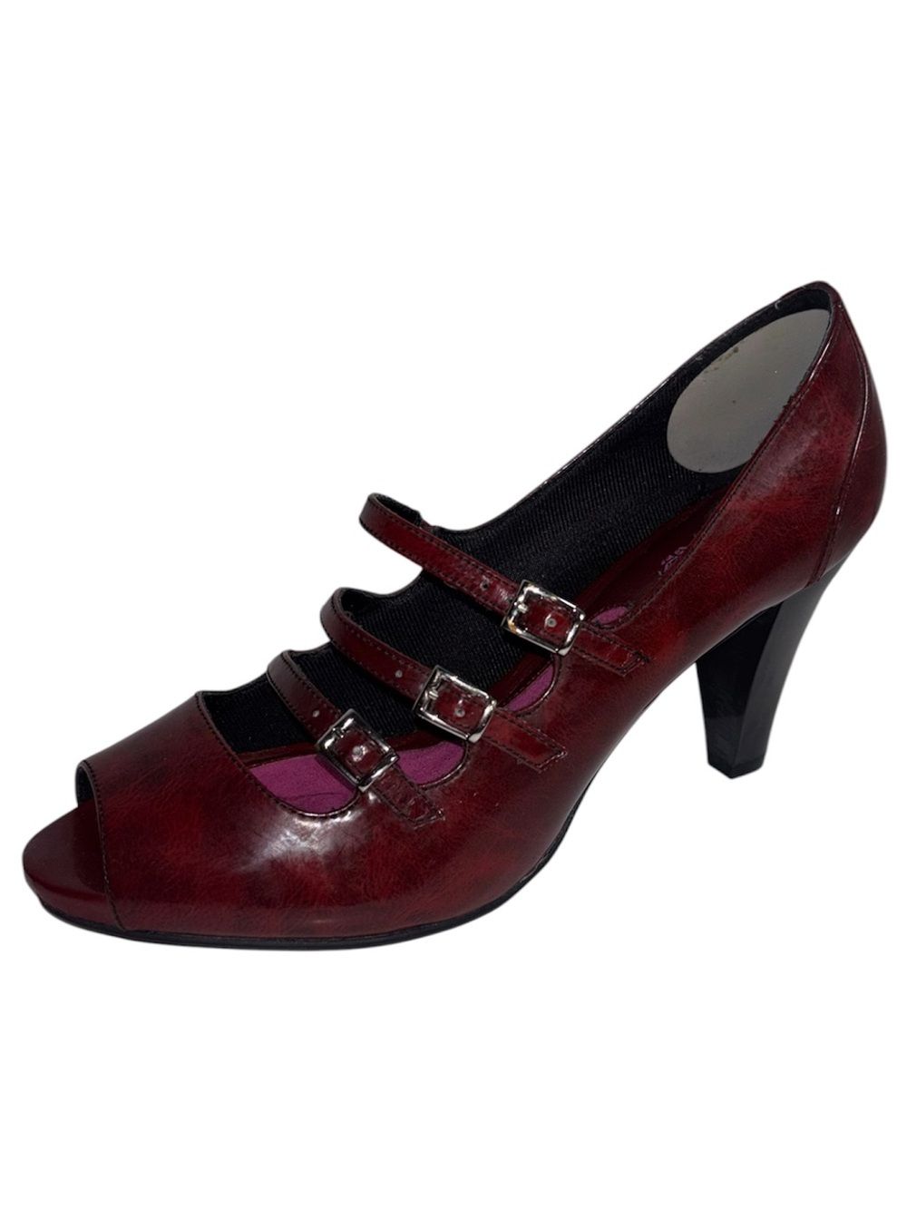 Gretta Mary Jane Heels Y2K Red Strappy Open Toe Comfort Insole Women’s 8W